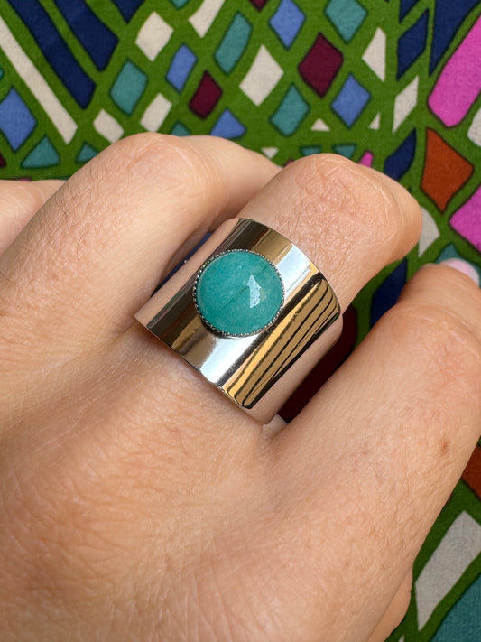 Sky blue steel ring