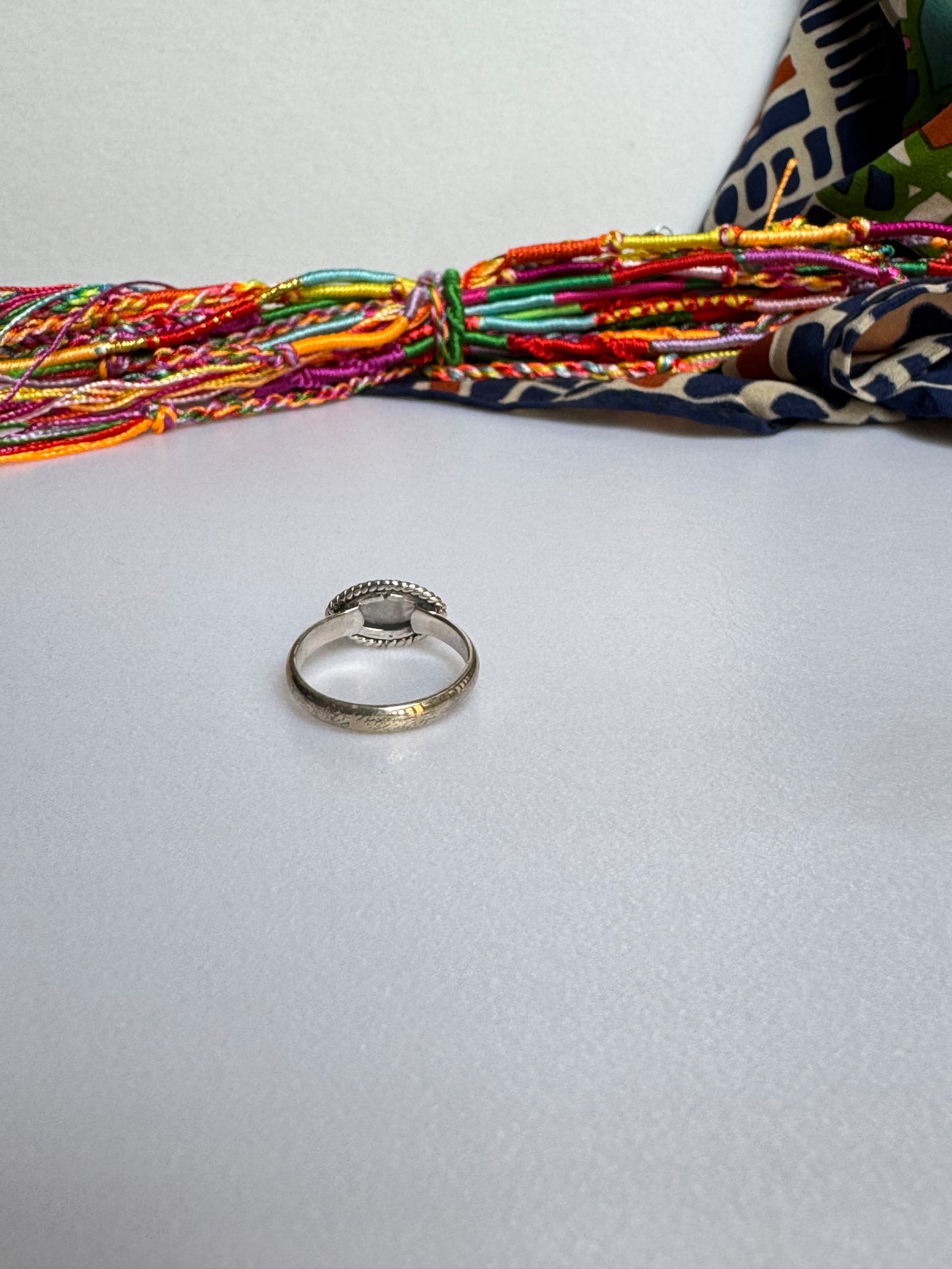 Anello argento 925 Pietra di luna arcobaleno misura 14 - 1AR