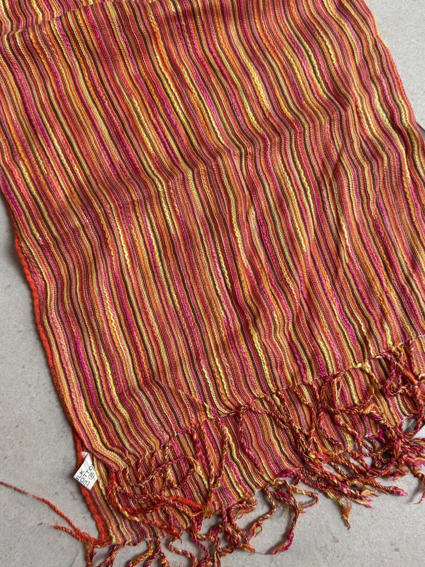 Pashmina sciarpa India multi righe arancione