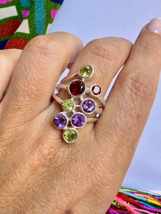 Anello argento 925 multi pietra misura 19 - 22UM