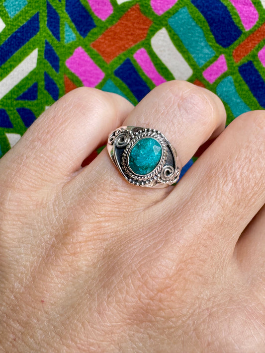 Anello argento 925 radice di smeraldo misura 13 - G59