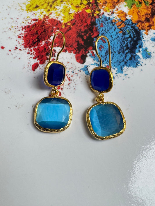 Orecchini 2 pietre azzurro e blu
