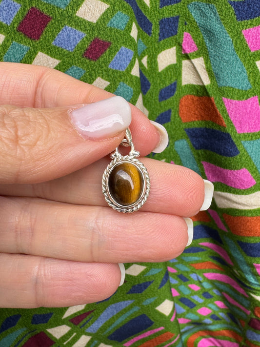 925er Silber Tigerauge Anhänger C48