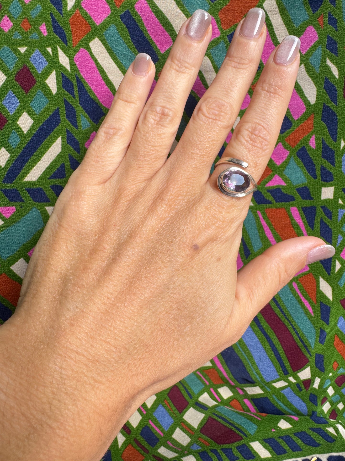 925 silver adjustable mystic stone ring 5MS