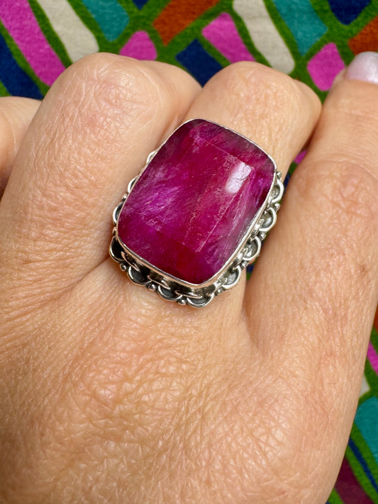 925 silver ring with ruby ​​root, size 15 - 13AM