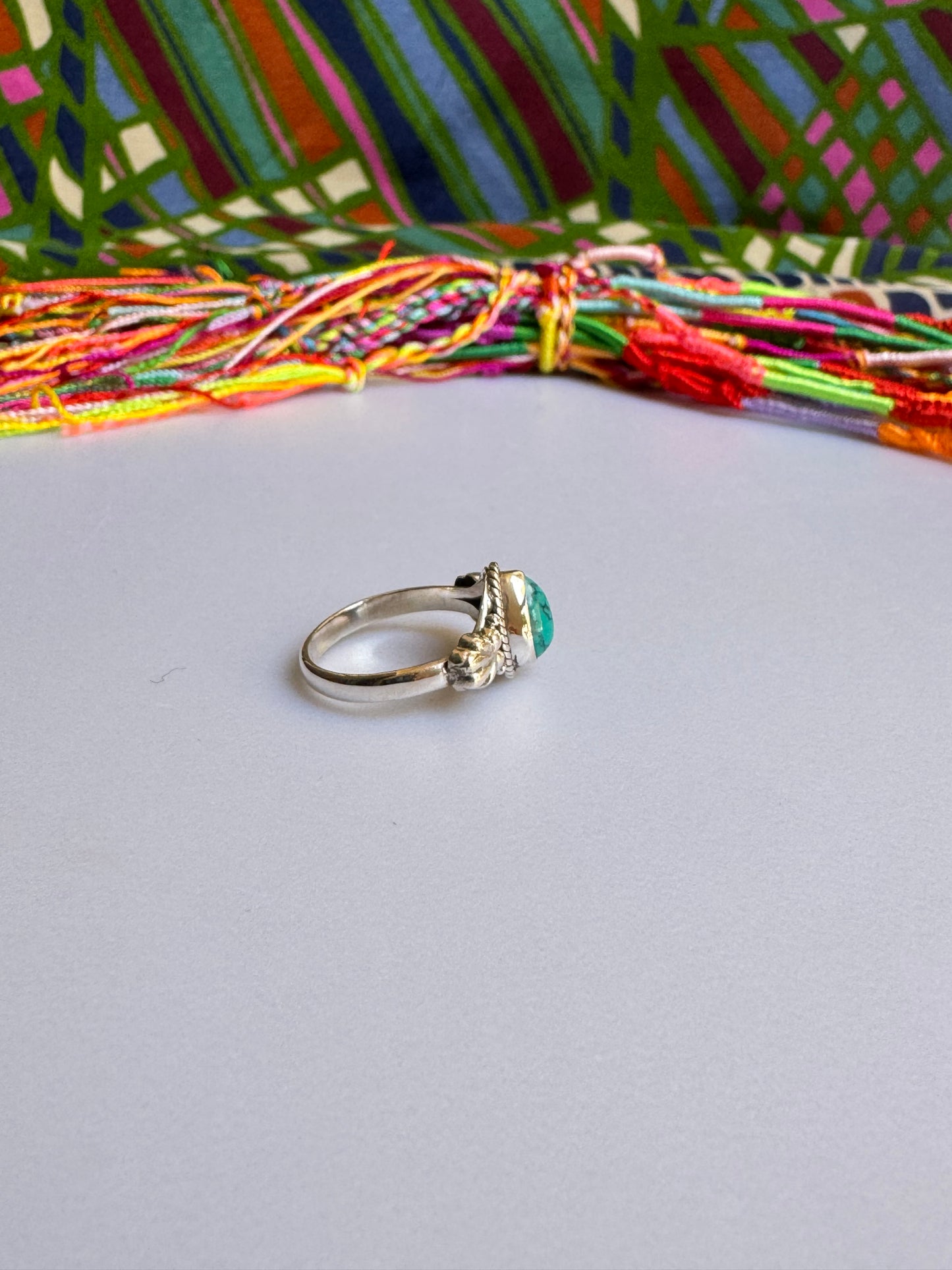 925er Silberring mit Türkis, Howlith und Türkis, Größe 12 – X45