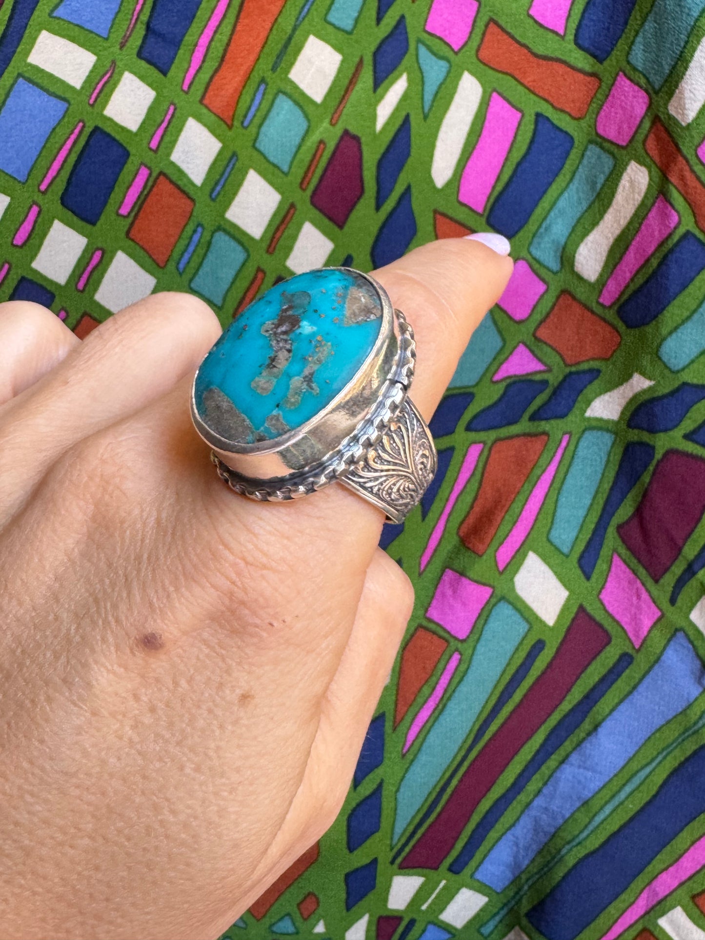 925 silver copper turquoise ring size 29/30 G51