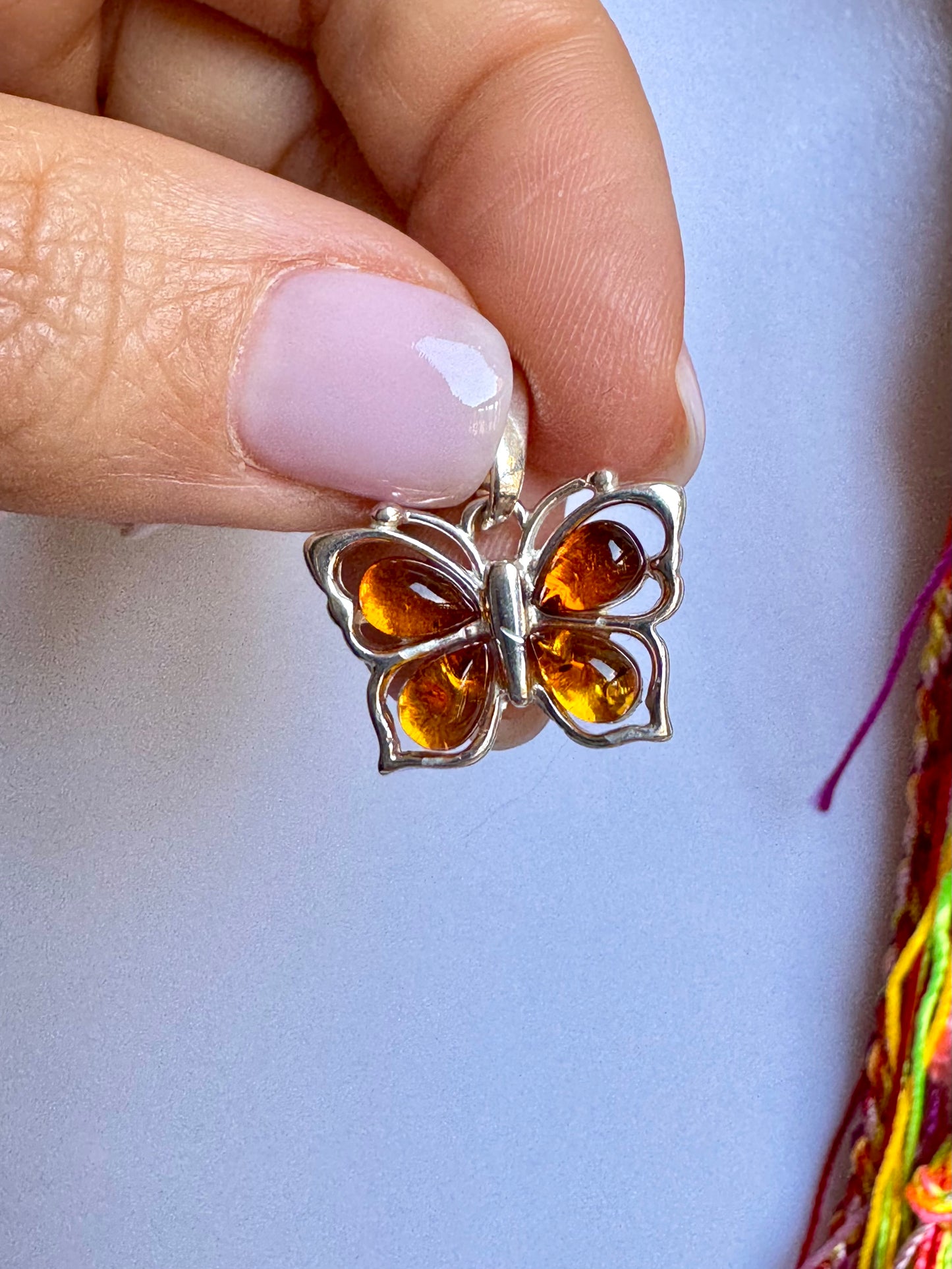 Pendente ciondolo argento925 ambra V16