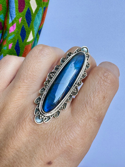 Anello argento 925 labradorite misura 13 - 13LAB