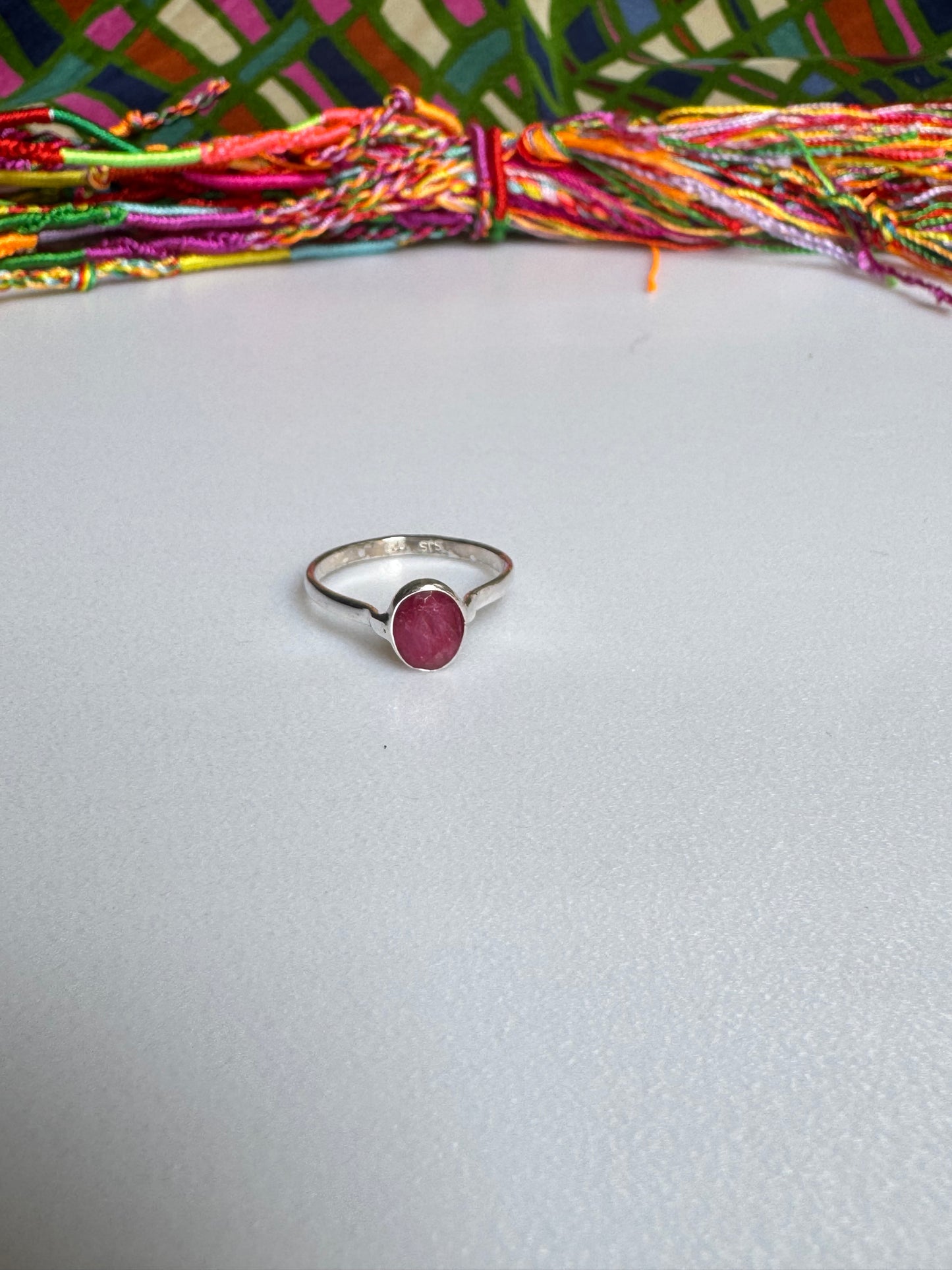 925 silver ring with ruby ​​root, size 17 - 29AM