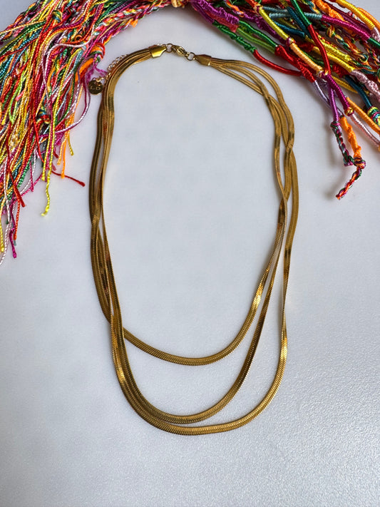 Collana girocollo snake multifilo 40cm acciaio dorato 15K