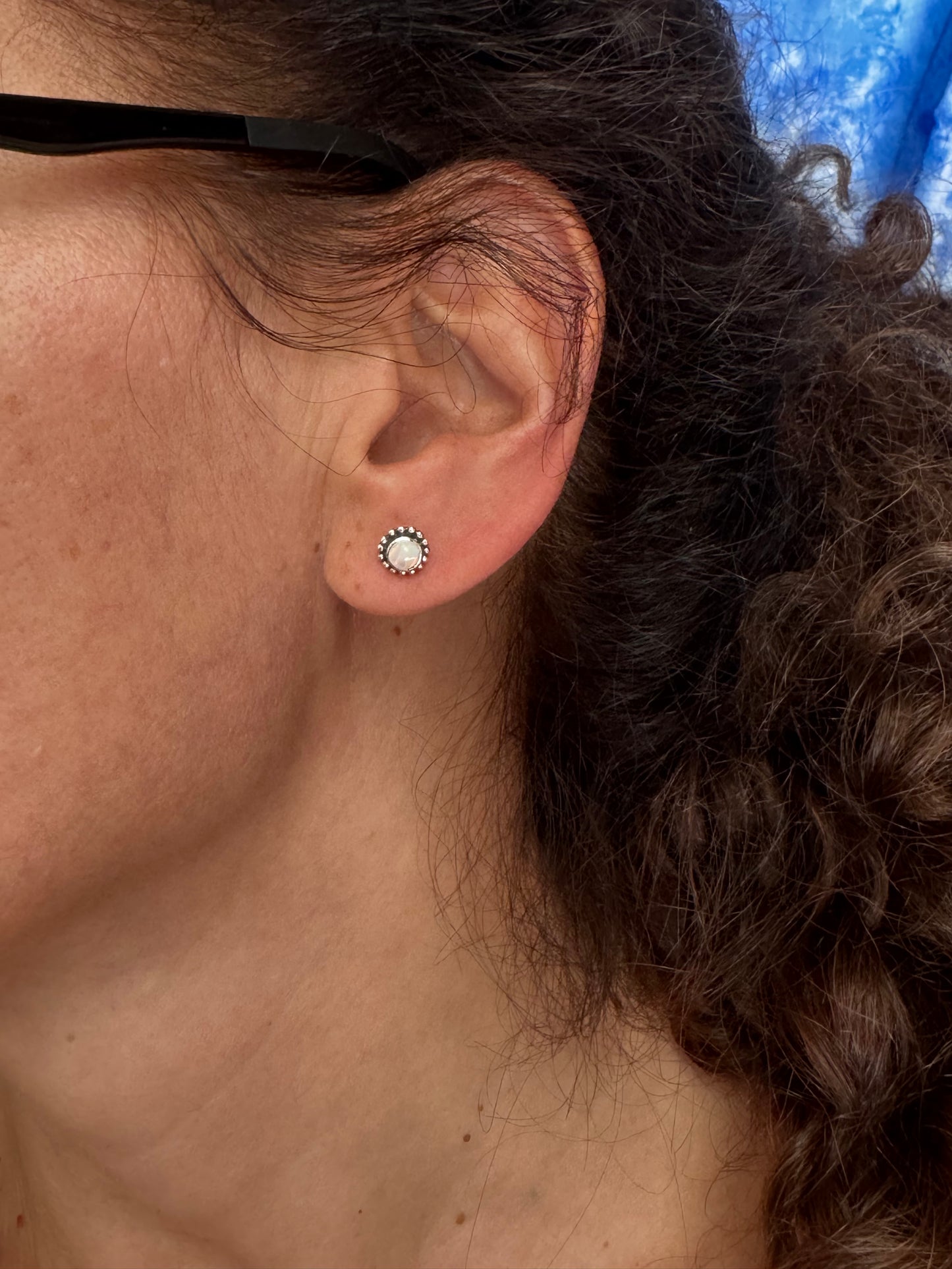 Orecchini lobo argento 925 opale bianco