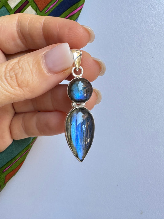 Ciondolo pendente argento 925 labradorite 27K