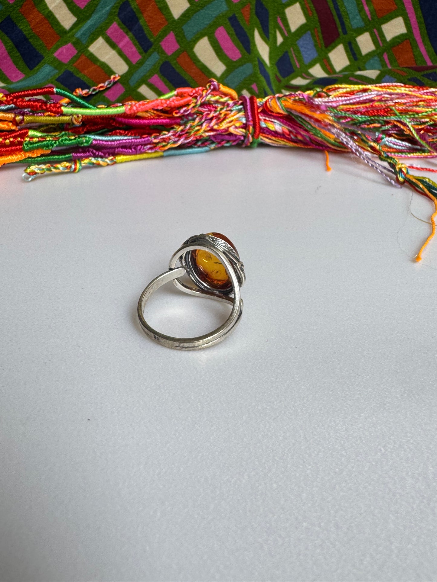 925 silver amber ring size 22 adjustable 43A