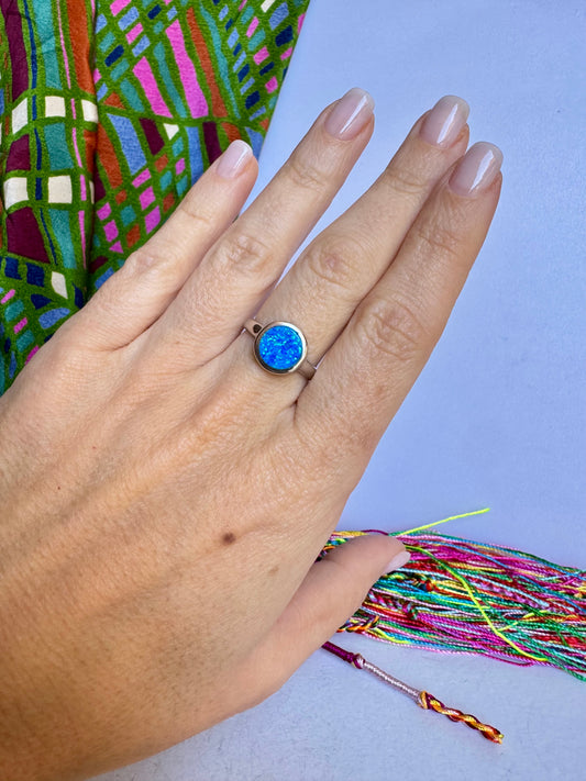 Anello argento 925 opale blu misura 17 - 5OP