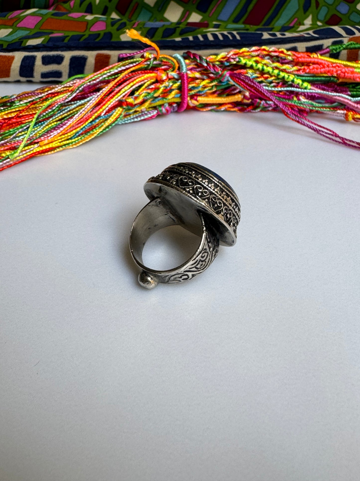 Antique vintage lapis lazuli hard stone ring