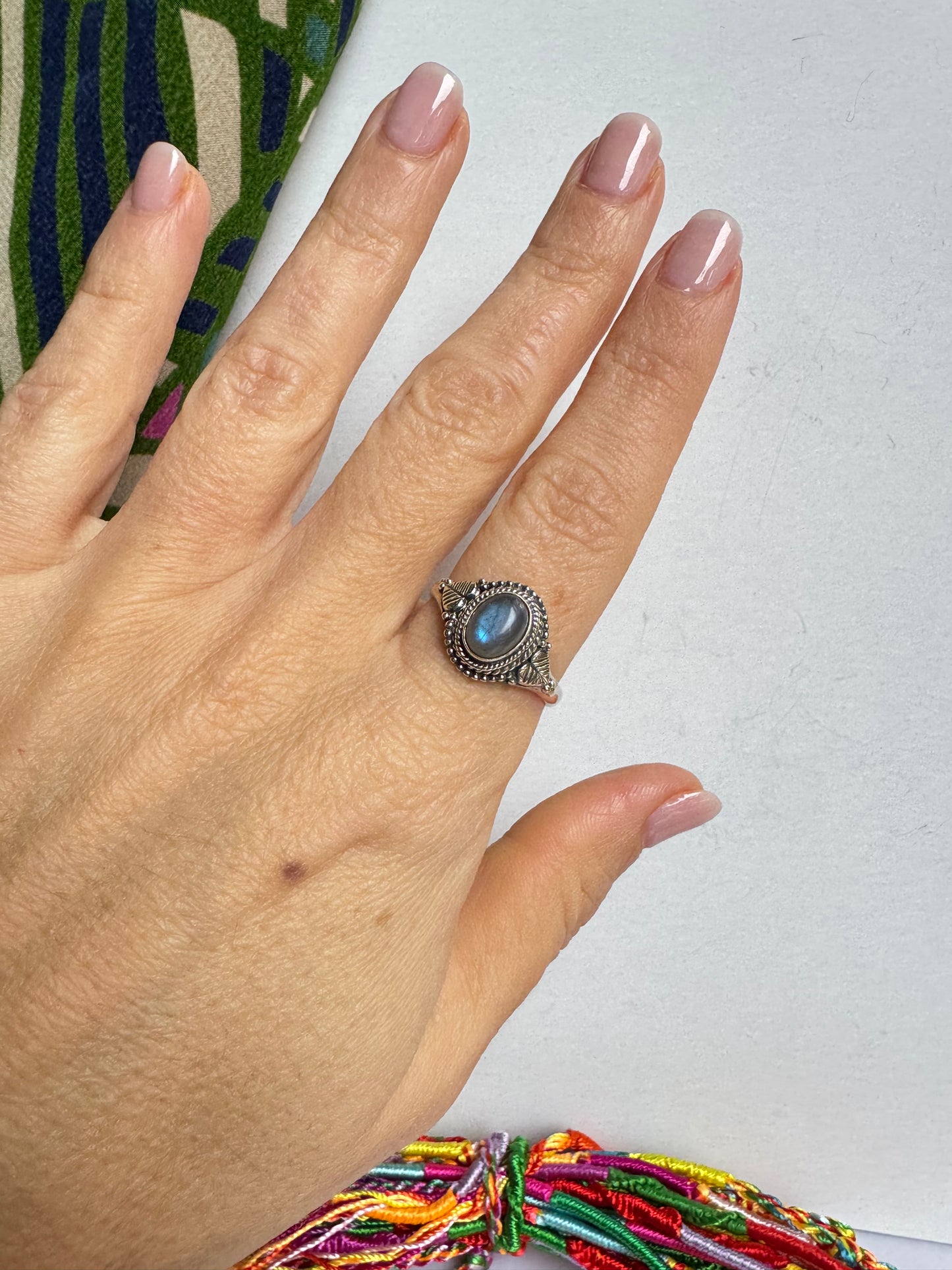 Anello argento 925 labradorite misura 21 - 38SZ