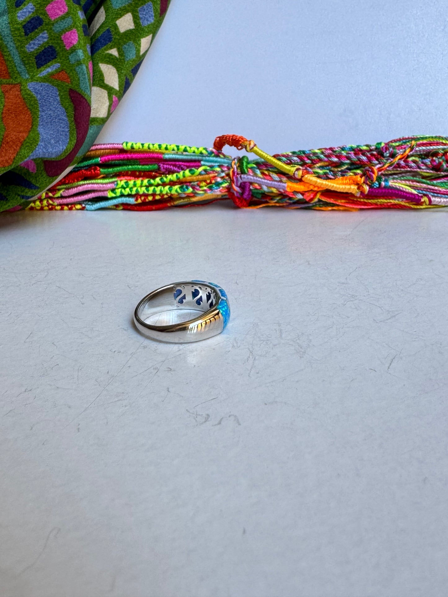 Anello argento 925 opale blu misura 14 - 2OP