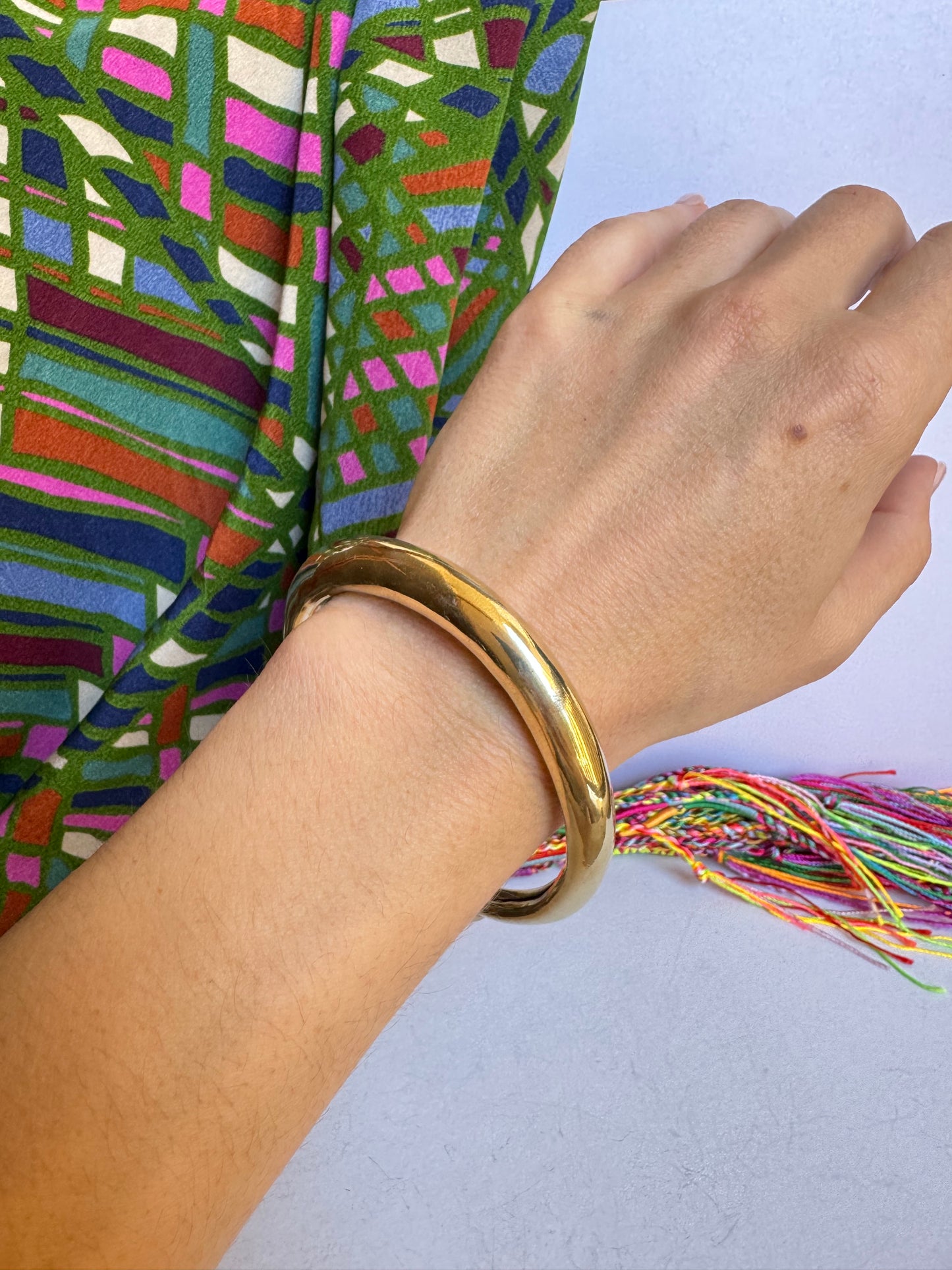 Bracciale dorato liscio doppio