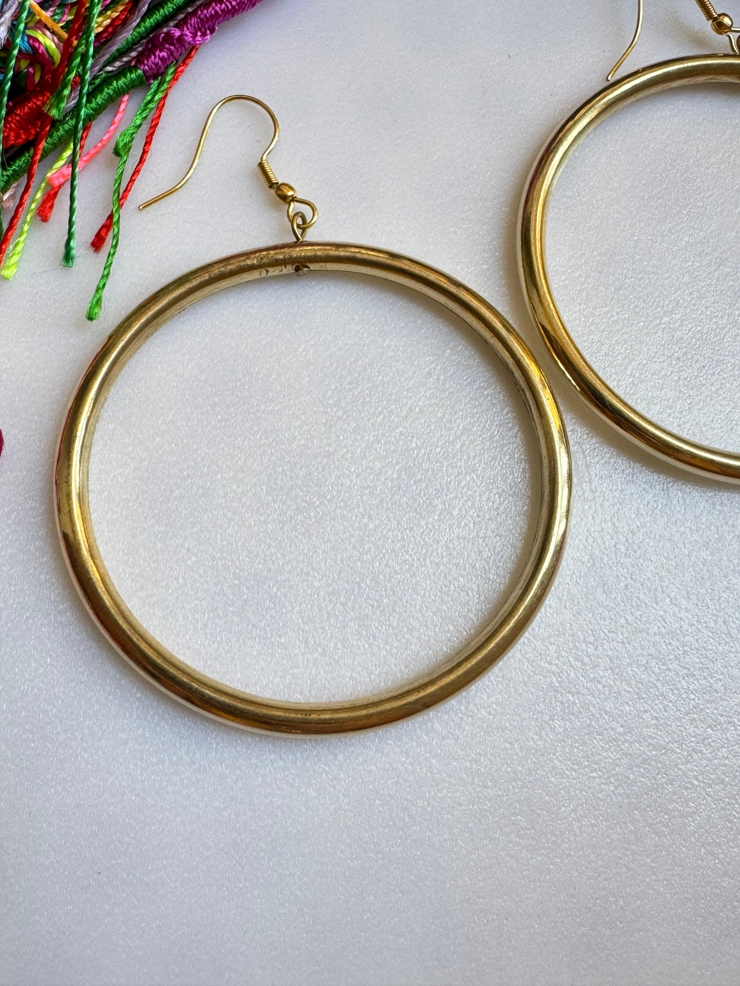 Boho earrings golden hoops dangle thin smooth