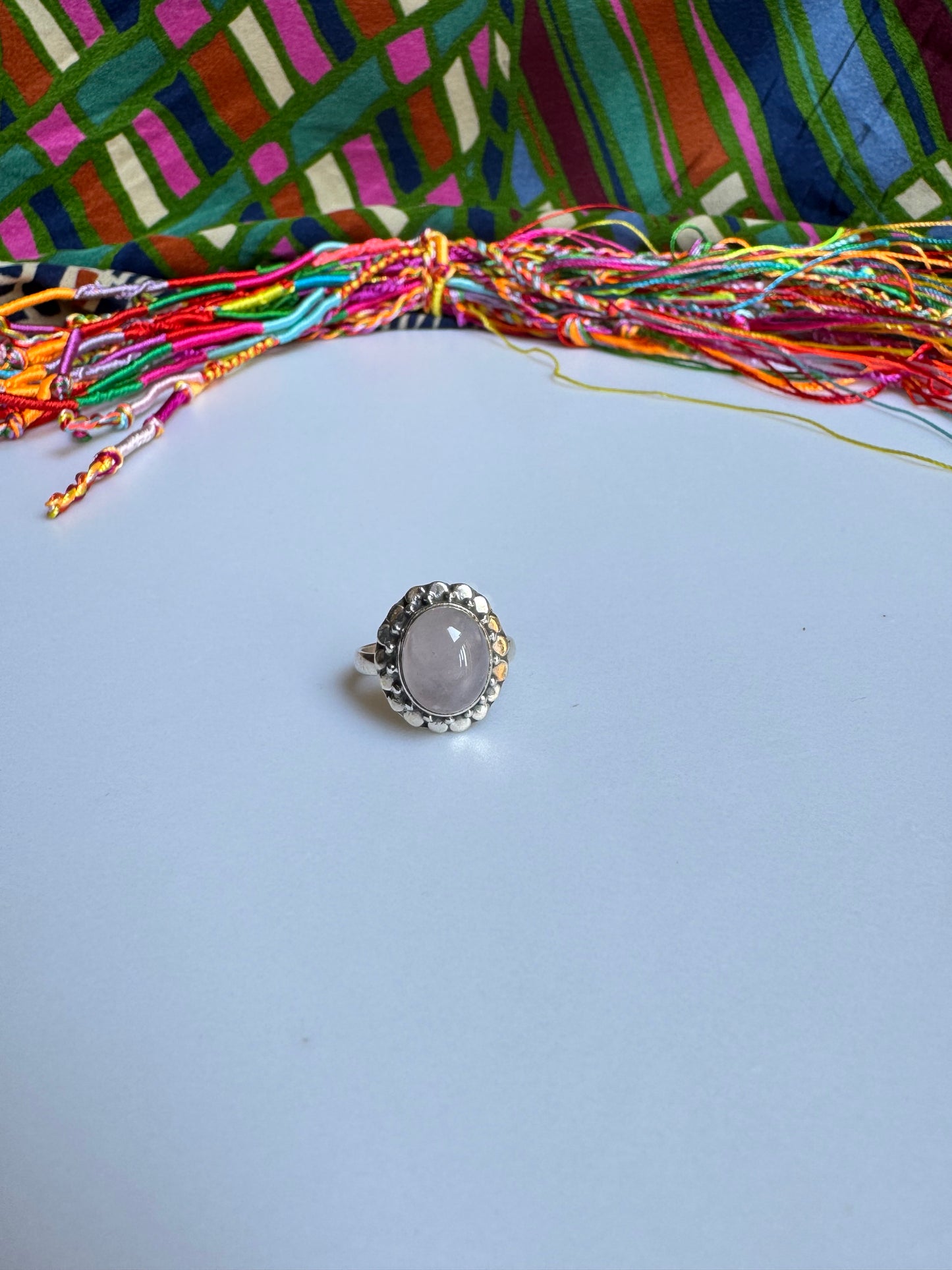 925 silver ring with rose quartz, size 12 - X63