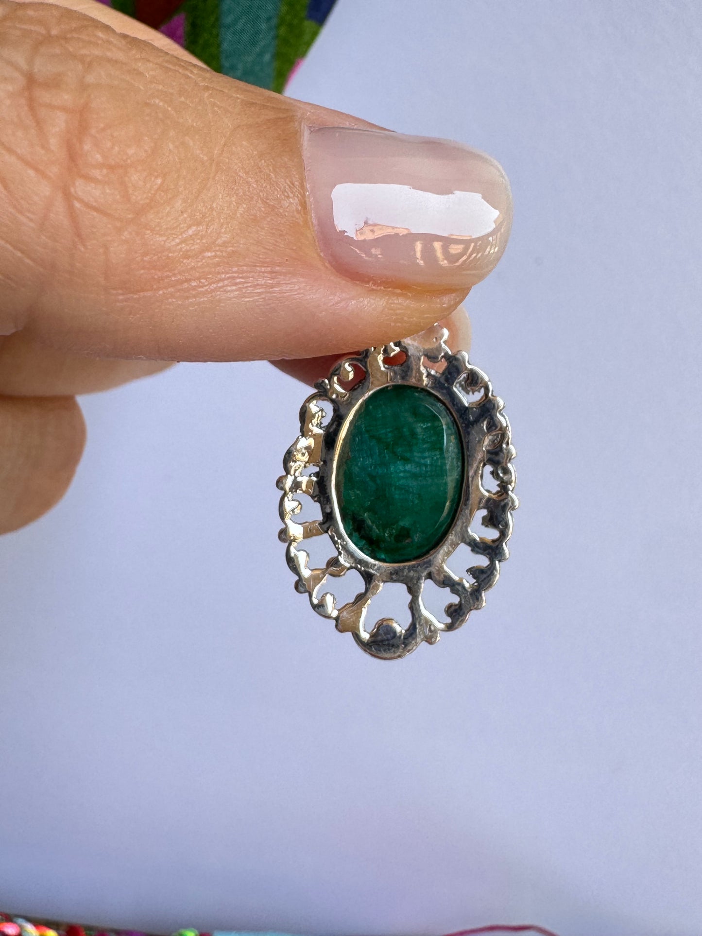 Ciondolo argento 925 radice di smeraldo 40K