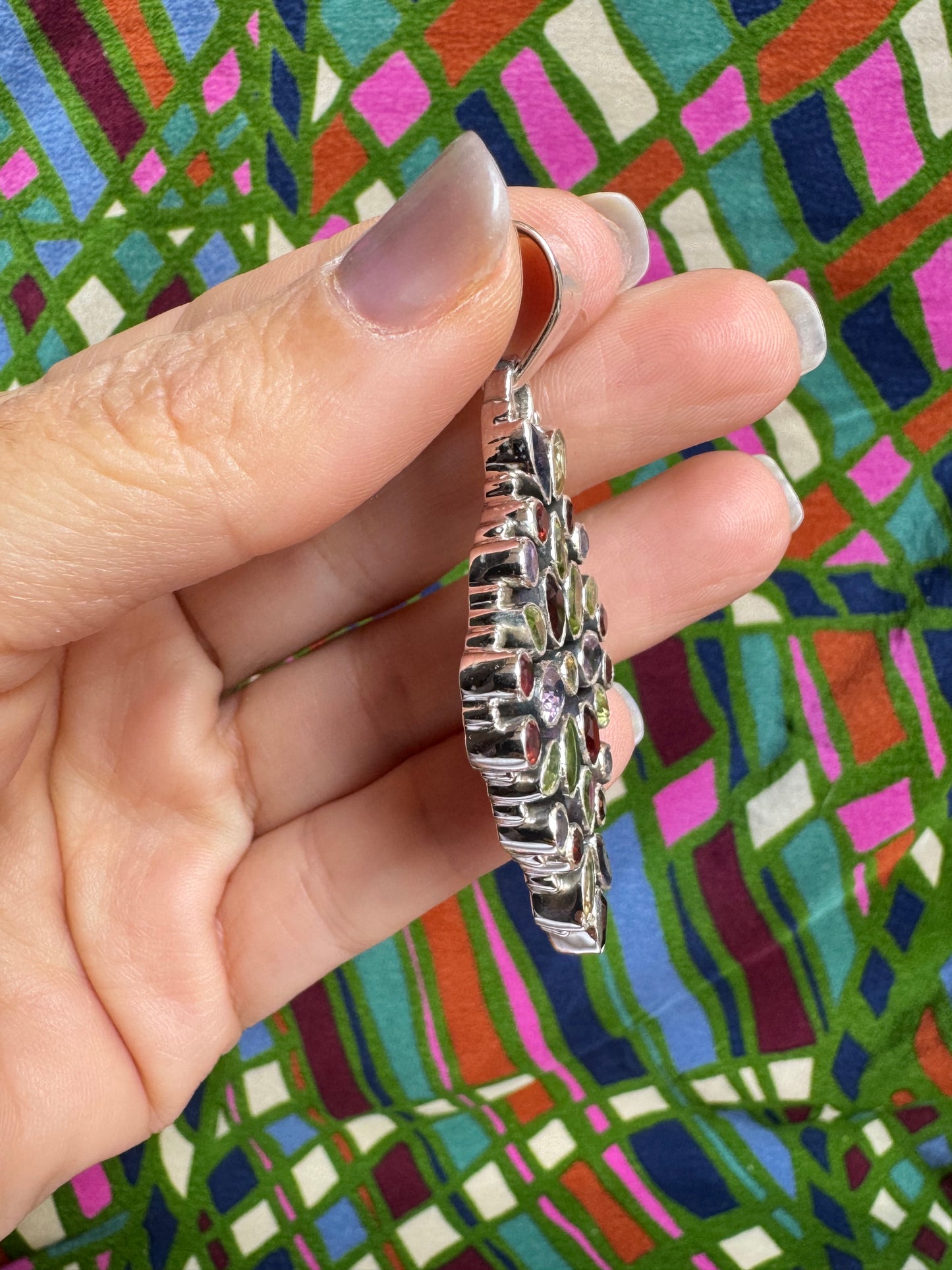 925 silver multi-stone pendant 20L