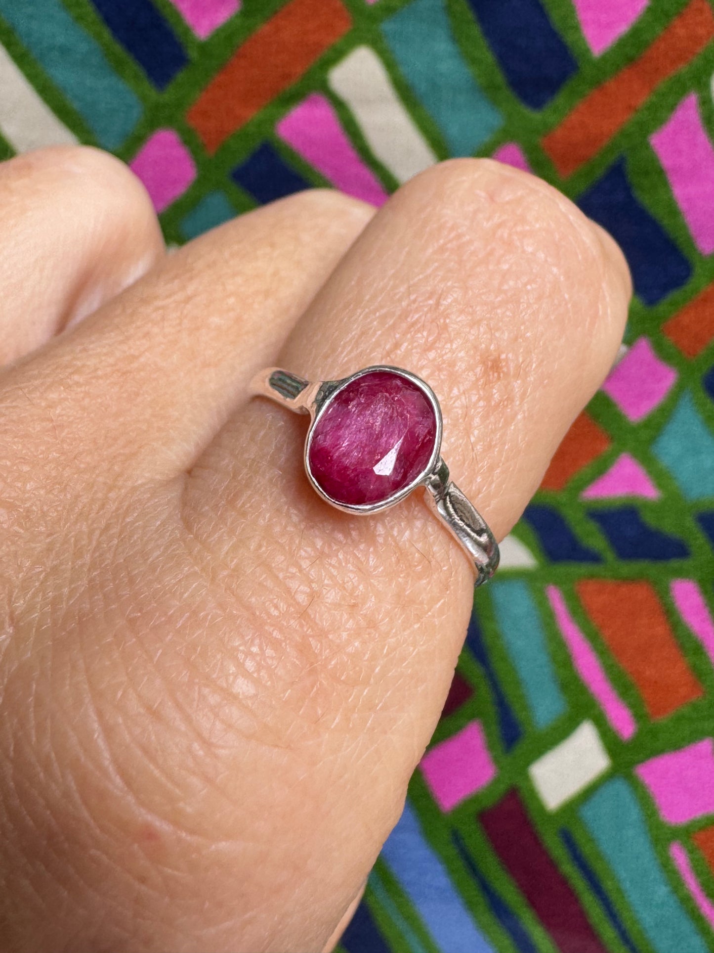 925 silver ring with ruby ​​root, size 17 - 29AM