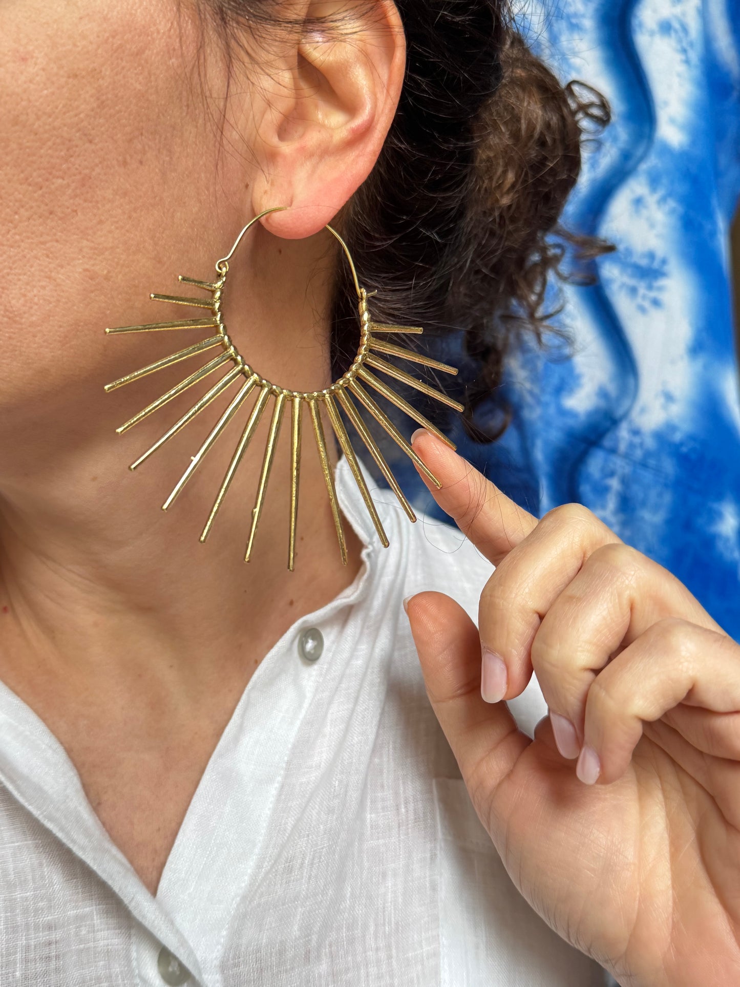Orecchini boho dorati cerchi punte
