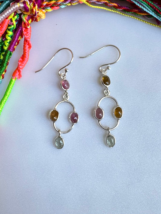 925 silver earrings tourmaline TA2