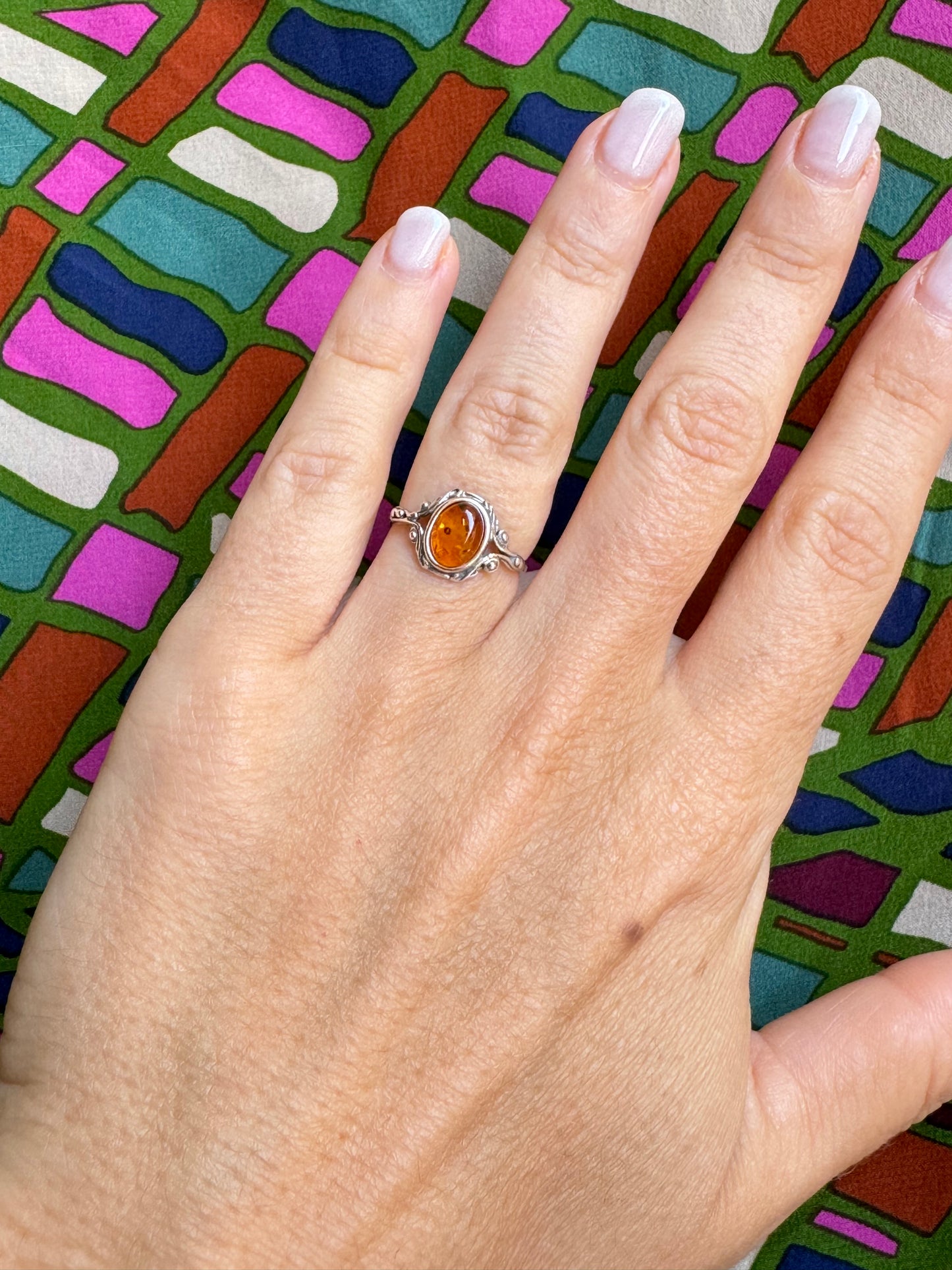 Amber Silver Ring 14A