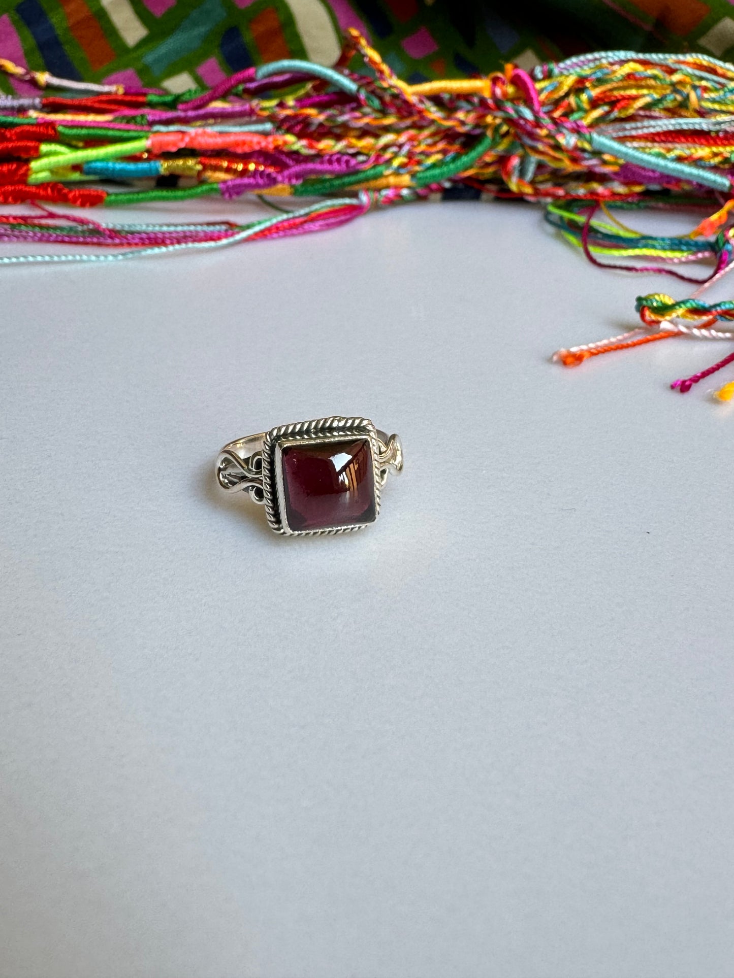 925 silver ring garnet E10