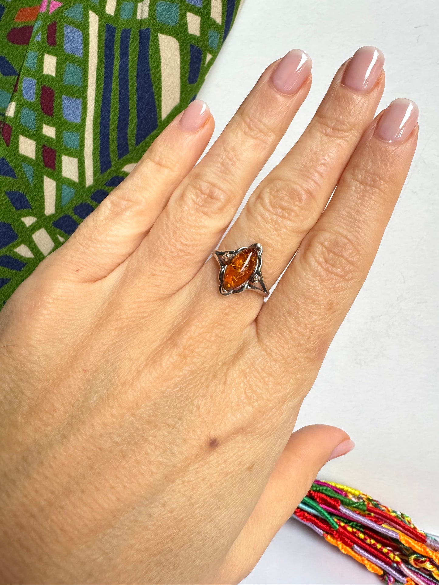 Anello argento 925 ambra misura 14 - 17AMB