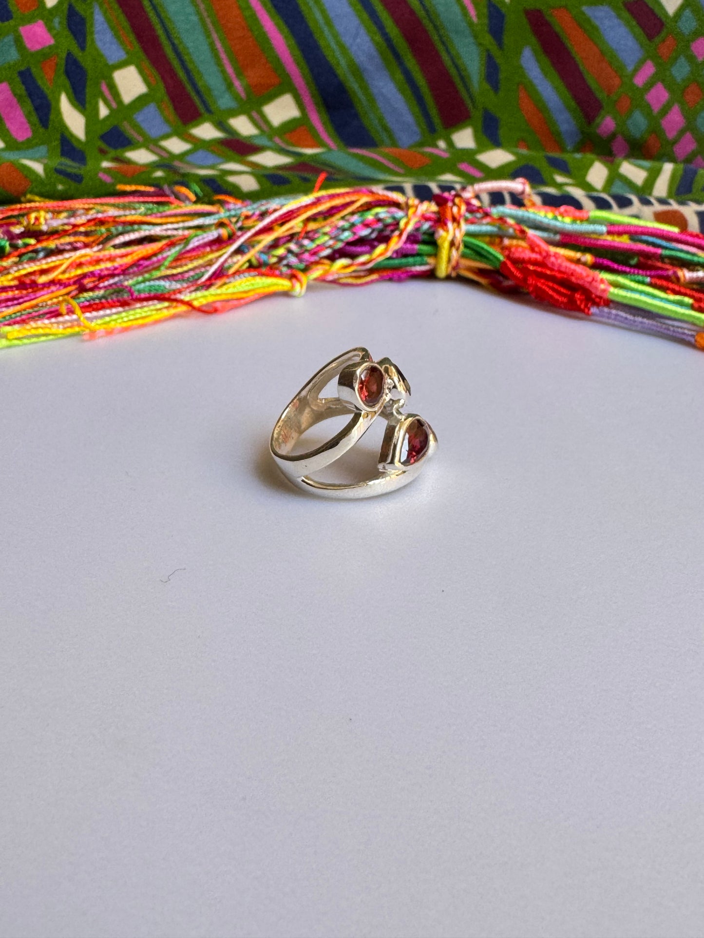 925 Silber Granatring Größe 10/11 X33