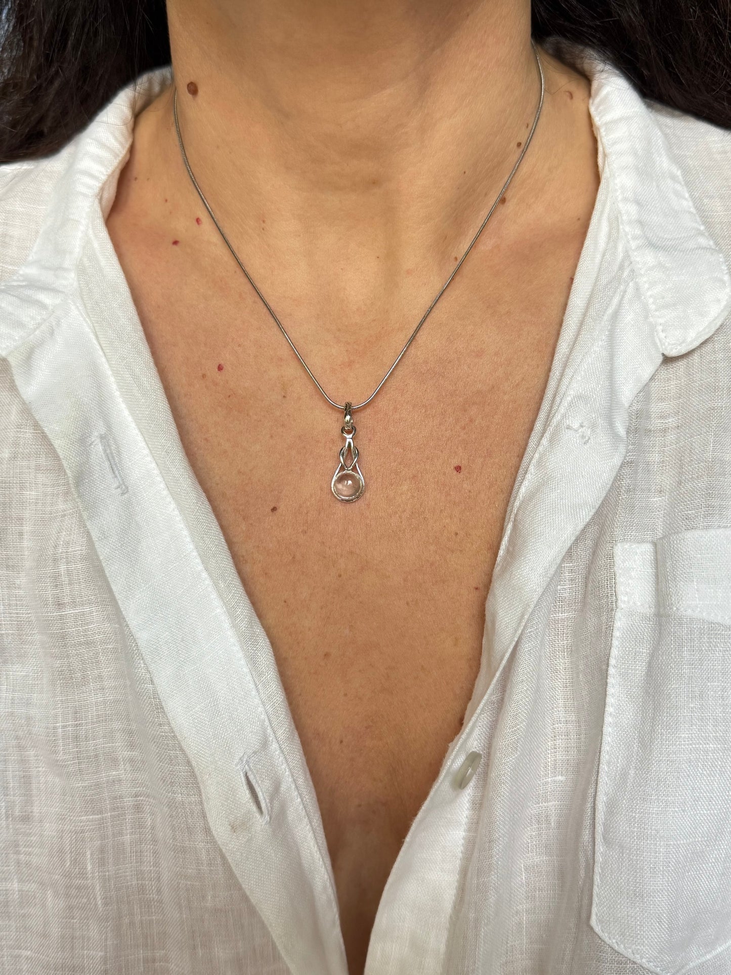 Ciondolo argento 925 quarzo rosa V5