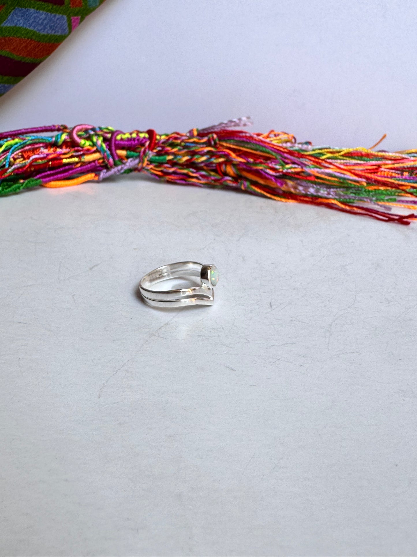 Anello argento 925 opale bianca misura 15 19OP