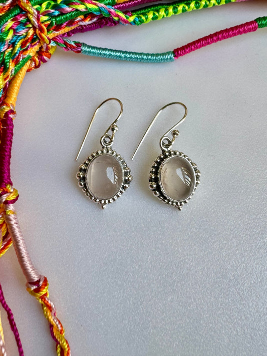 Rose quartz 925 silver earrings