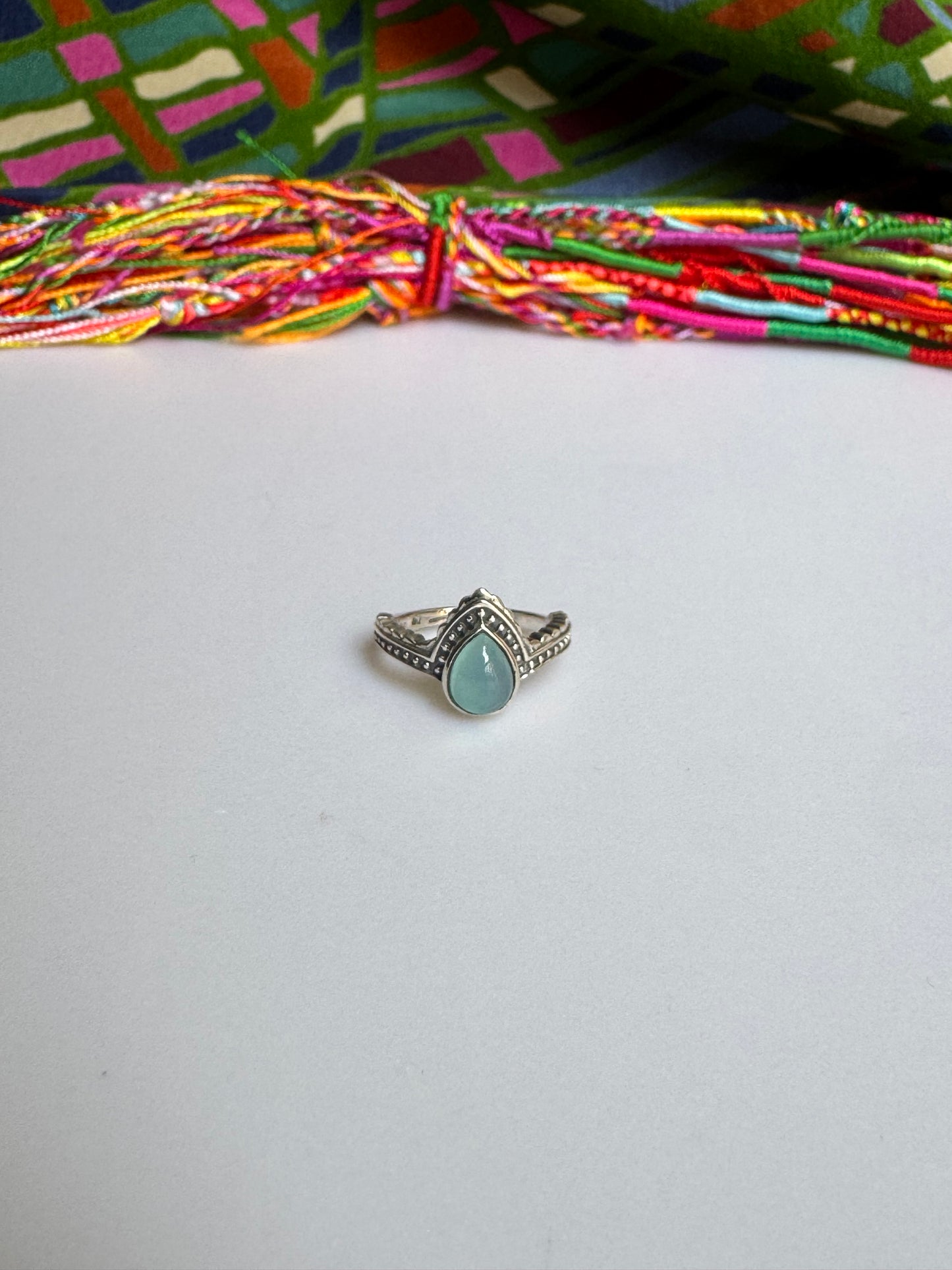 925 silver chalcedony ring size 10 - 10AM