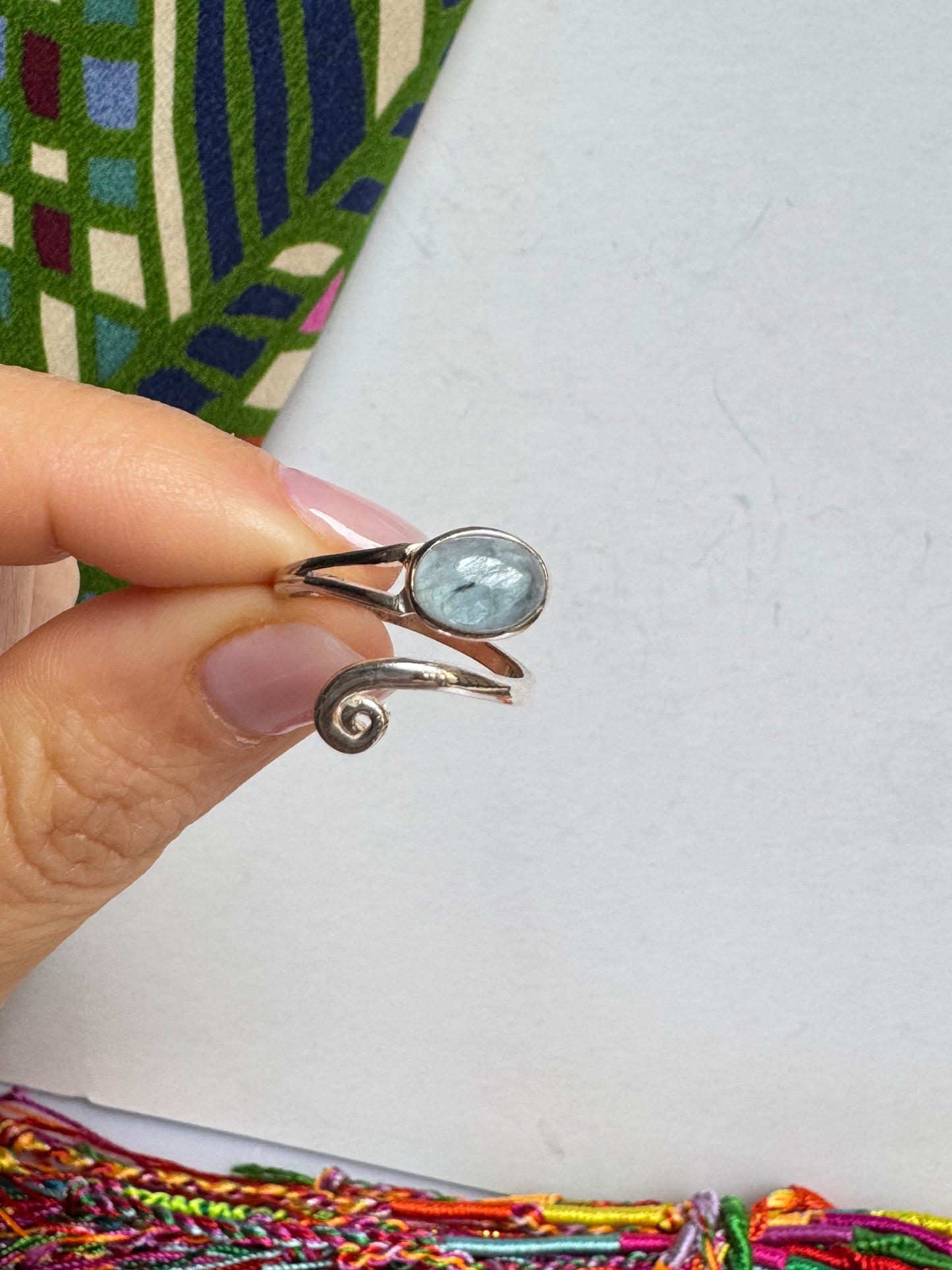 Anello argento 925 regolabile acquamarina misura 11 - 2SZ