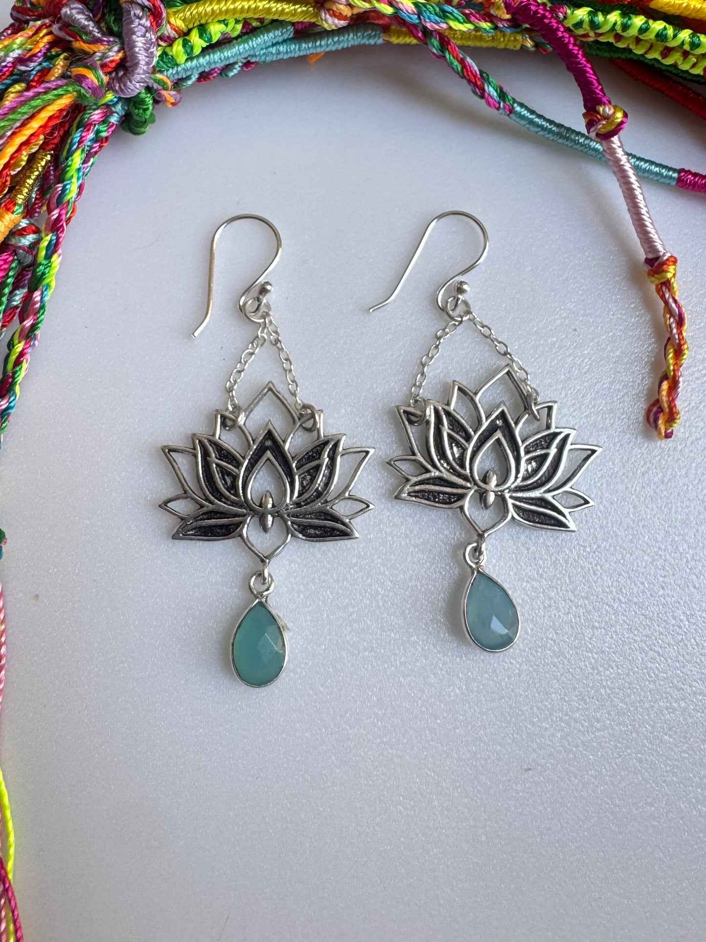 Blue silver boho earrings