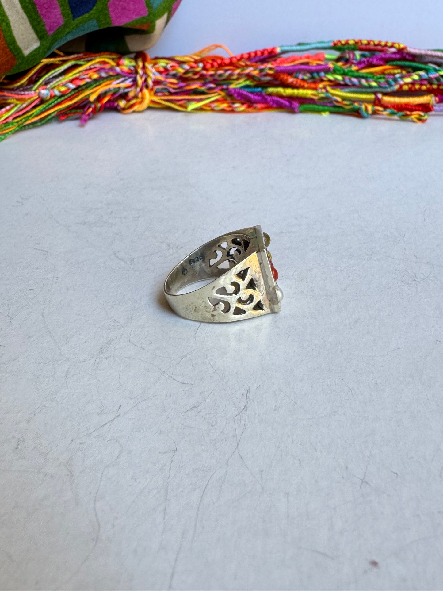 Anello argento 925 Navaratna misura 15/16 - MP8
