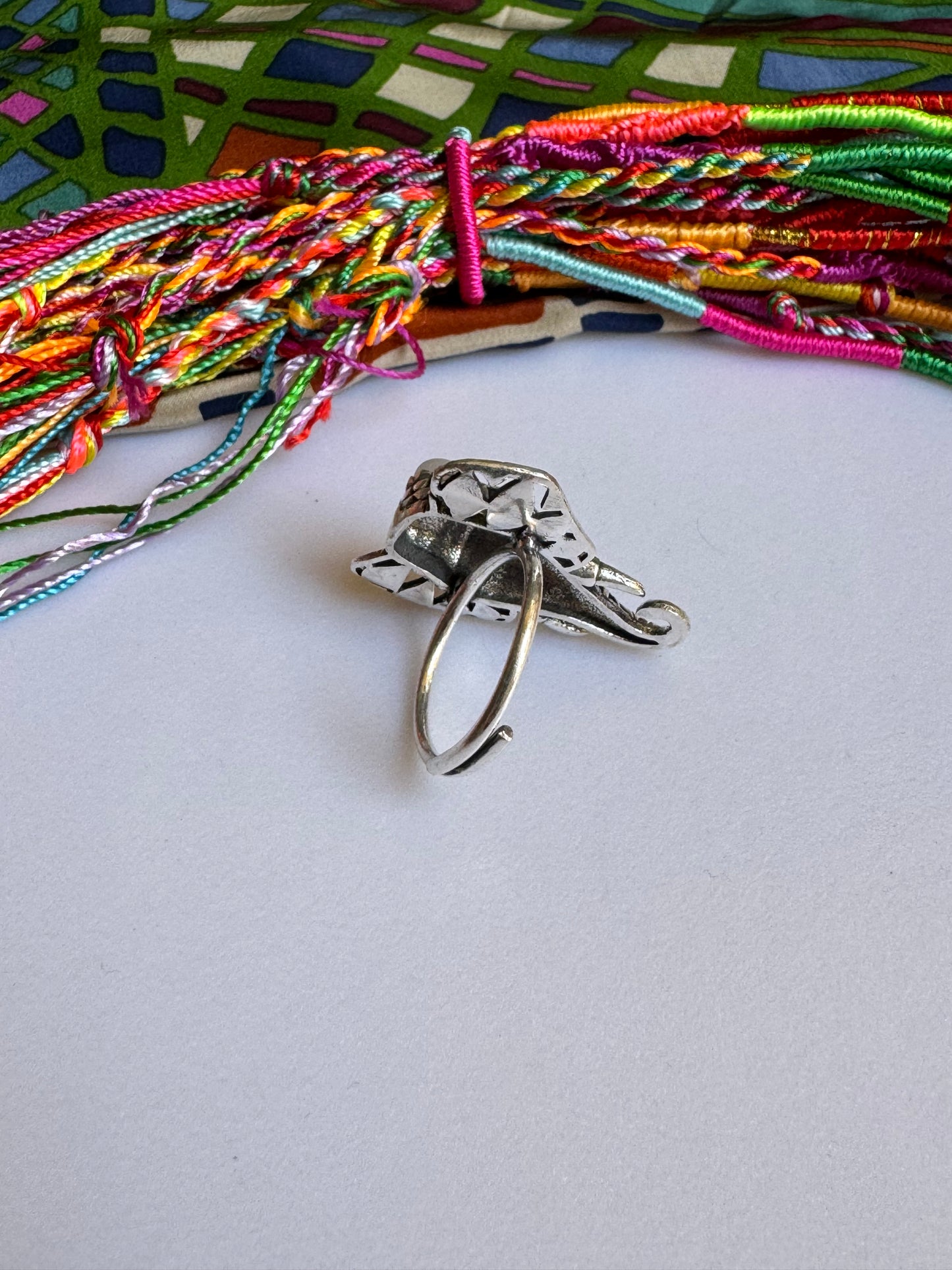 Boho silver moonstone ring