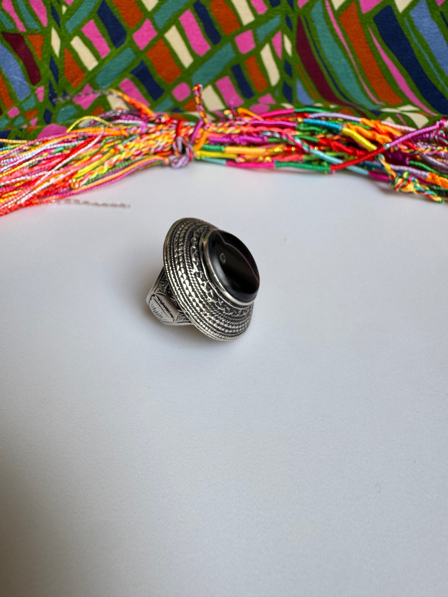 Antique vintage agate stone ring