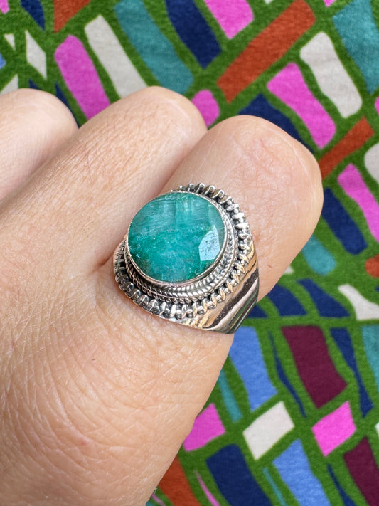 Anello argento 925 radice di smeraldo misura 19 - G58