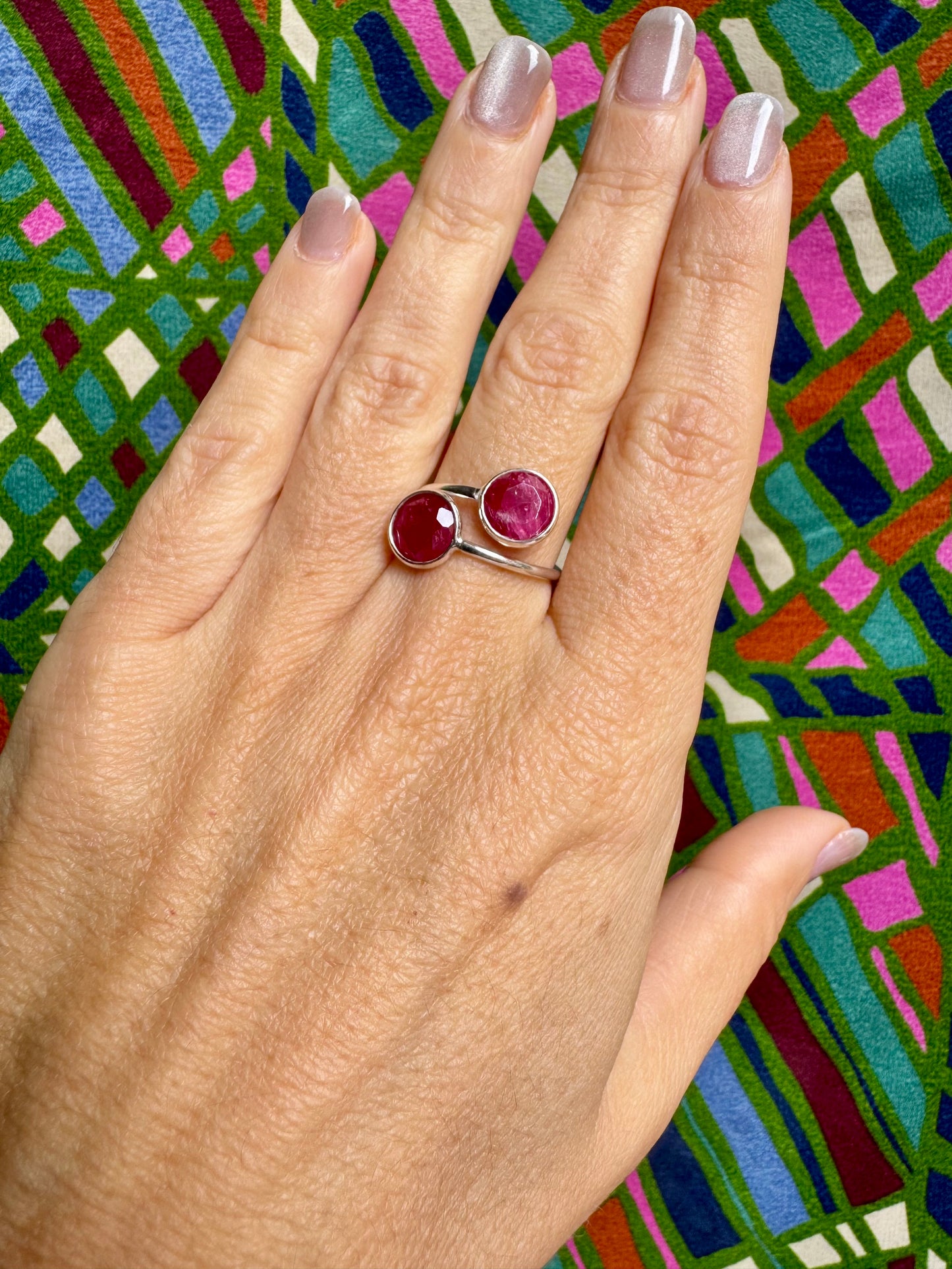 Anello argento 925 radice di rubino regolabile da misura 12 - 19AM