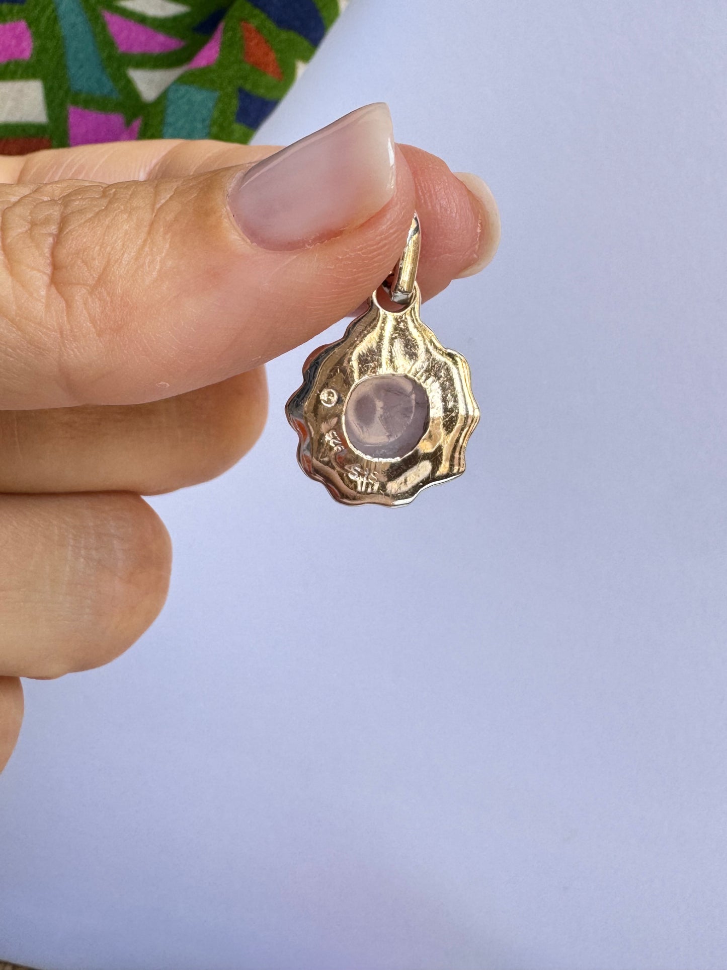 Ciondolo argento 925 quarzo rosa 46K