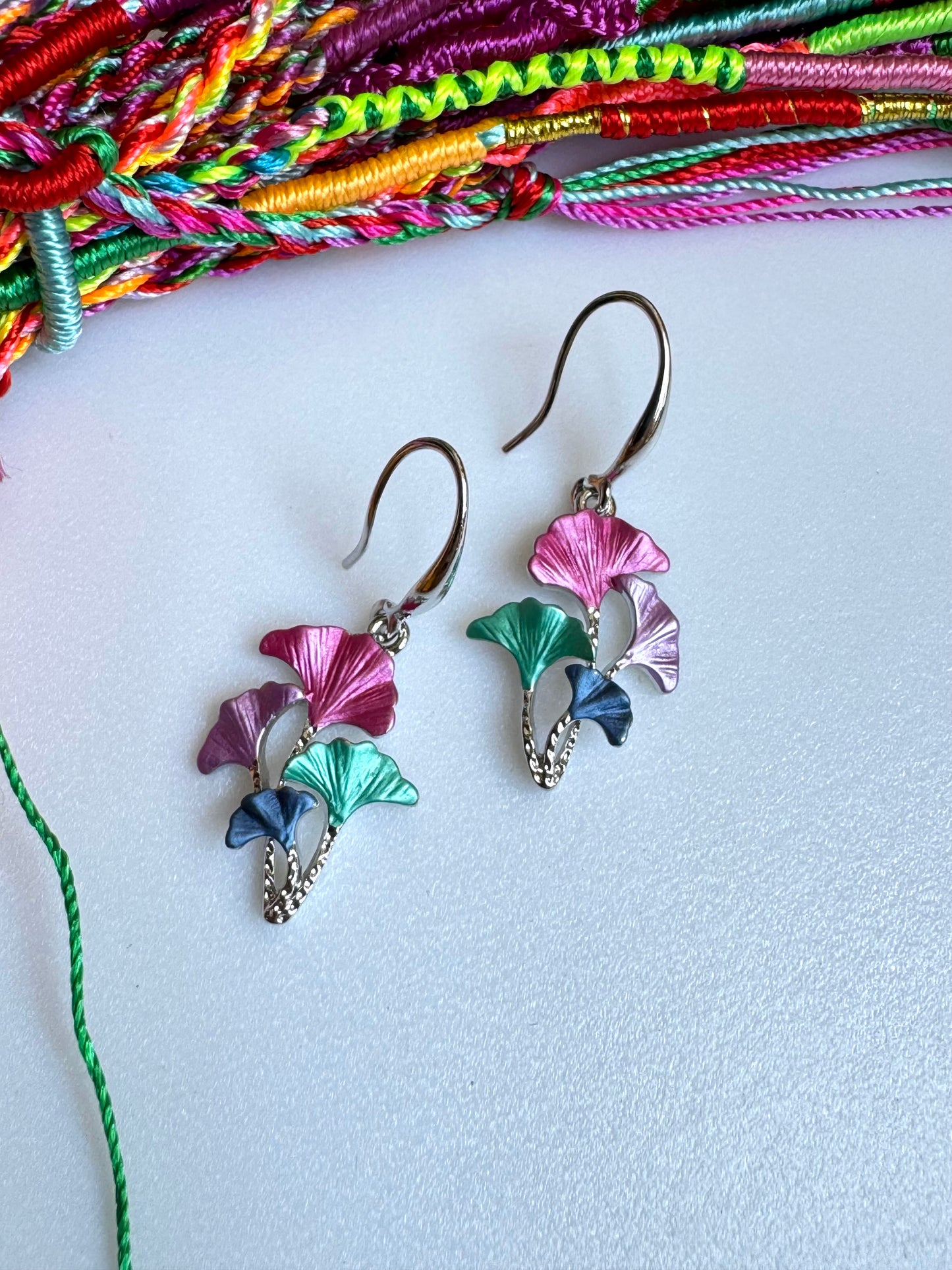 Multicolored Ginkgo Earrings 1663