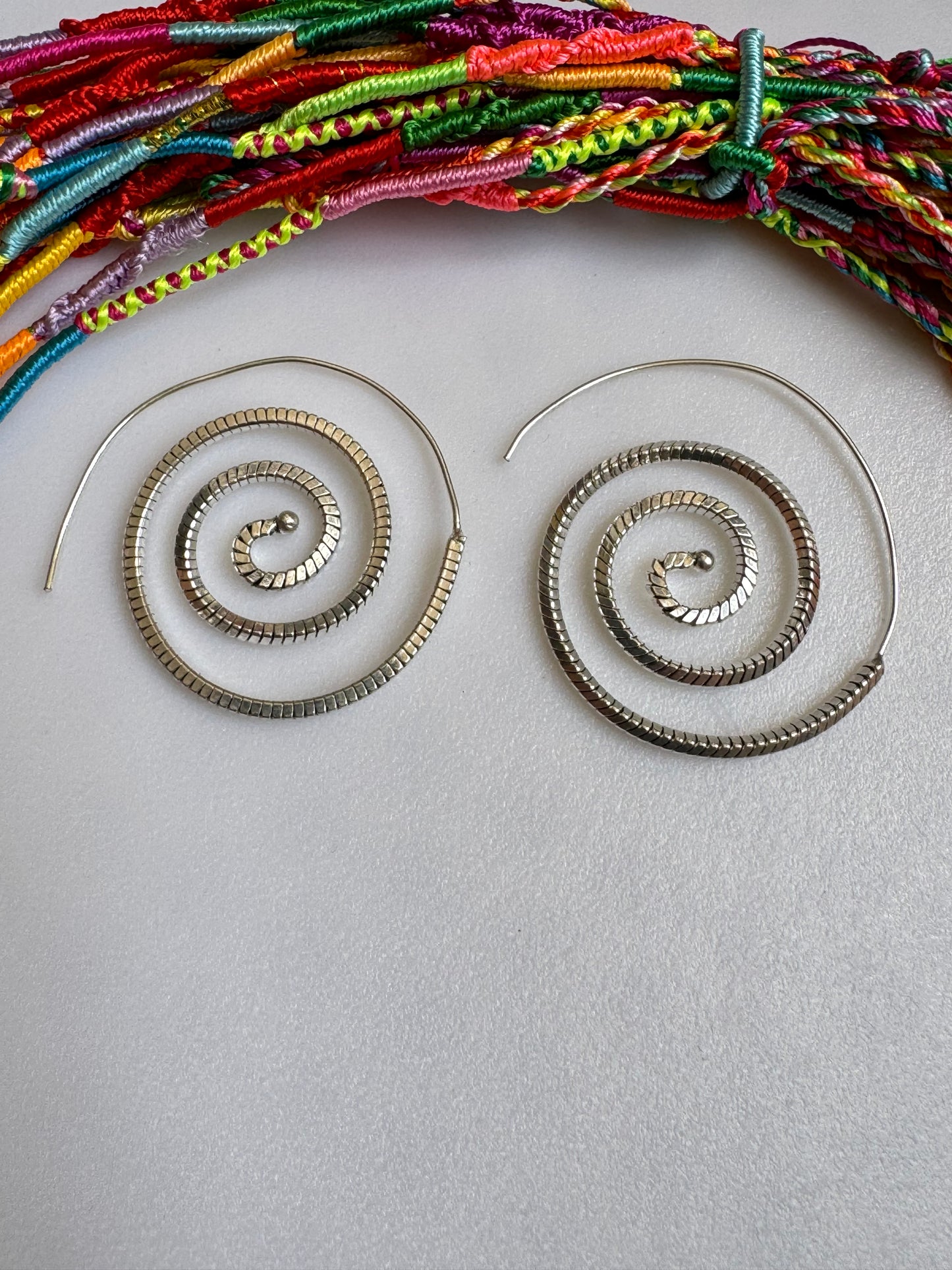 Boho silver-plated spiral lines earrings