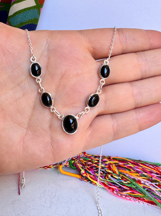 Collana argento 925 onice nero