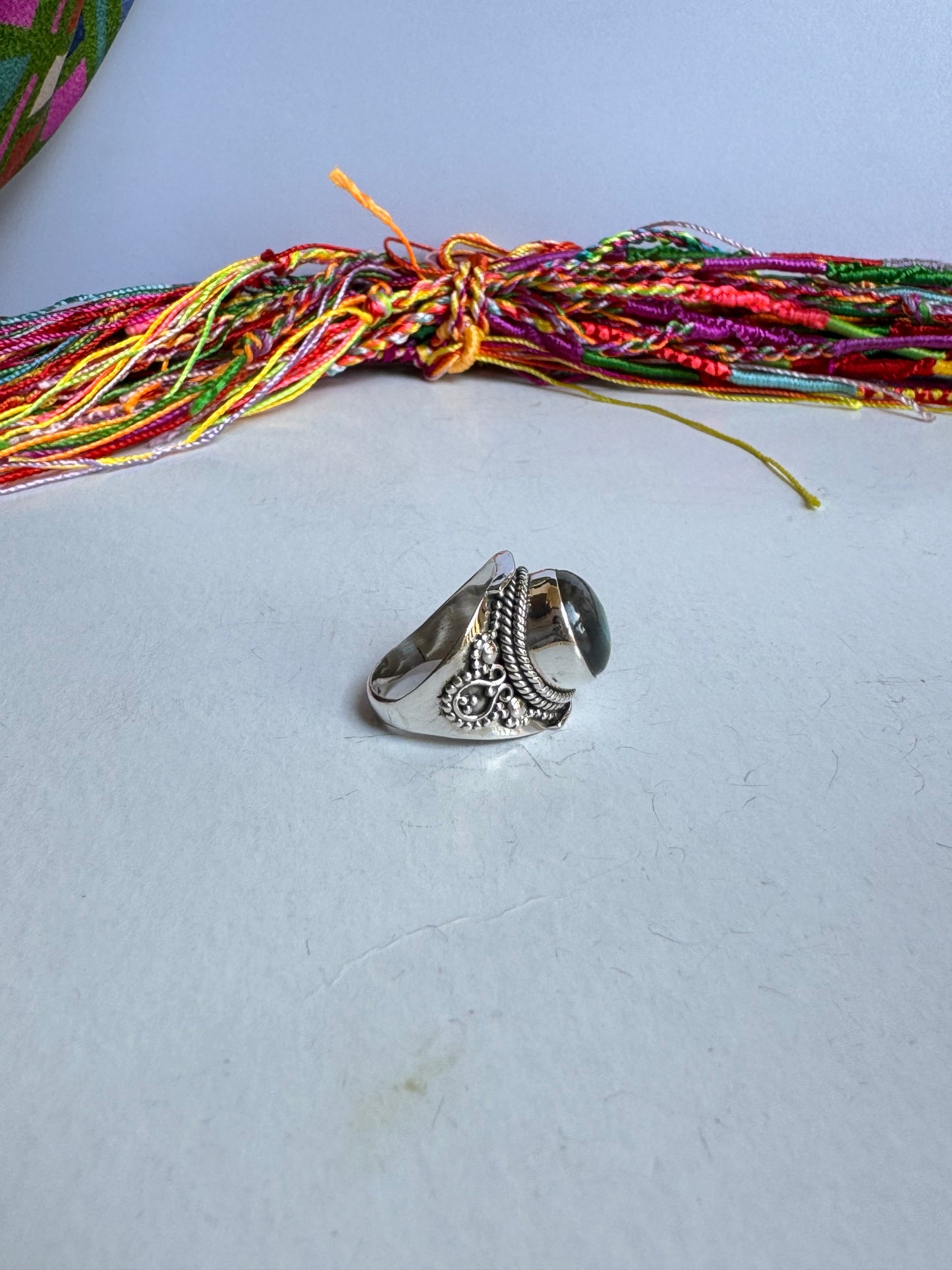 Anello argento 925 labradorite misura 12/13 - 14LAB